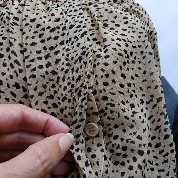 H by Halston Womens Top Sz Med Boho Balloon Sleeve Animal Print Leopard Flowy - Picture 7 of 8